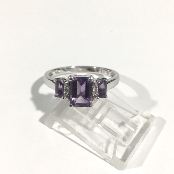 10k White Gold Ring With Amethyst & Diamonds 💎